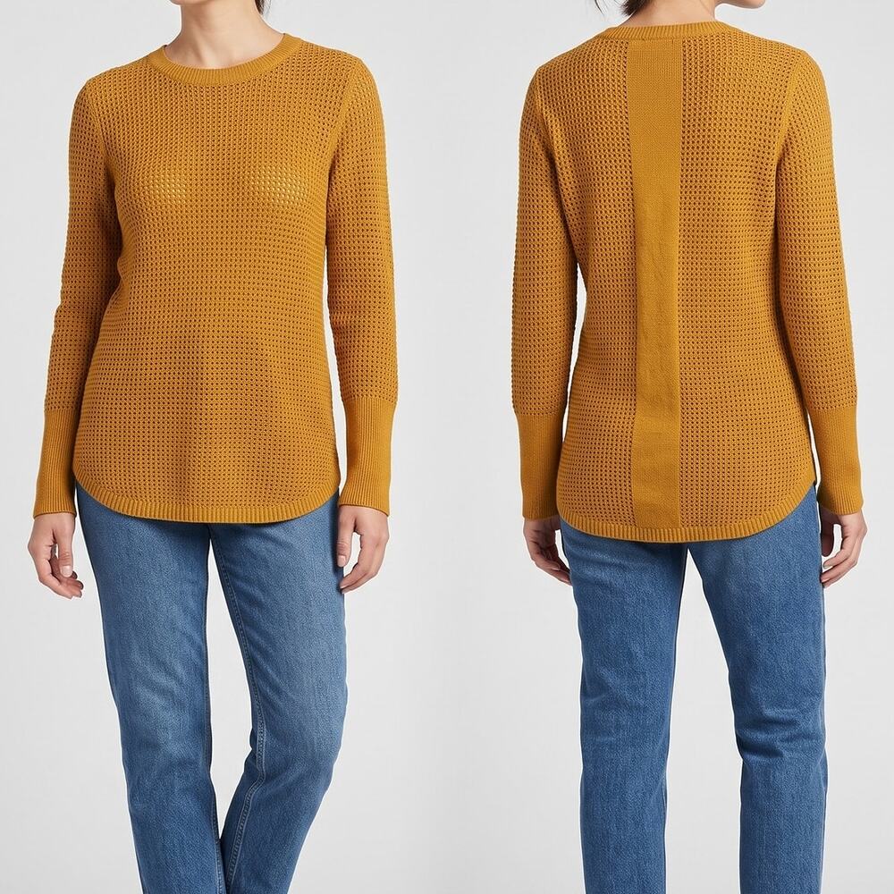 Dakini Small Mustard Yellow Sweater with Side Zippers Cotton Polyester